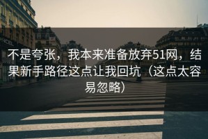 不是夸张，我本来准备放弃51网，结果新手路径这点让我回坑（这点太容易忽略）