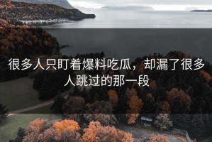很多人只盯着爆料吃瓜，却漏了很多人跳过的那一段