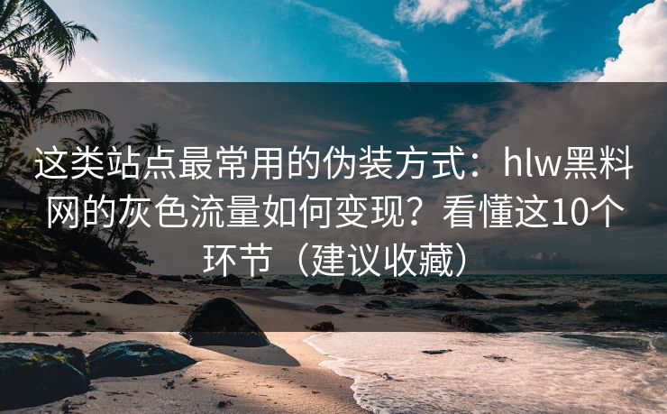 这类站点最常用的伪装方式：hlw黑料网的灰色流量如何变现？看懂这10个环节（建议收藏）